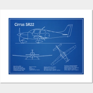 Cirrus SR22 - Airplane Blueprint - AD Posters and Art